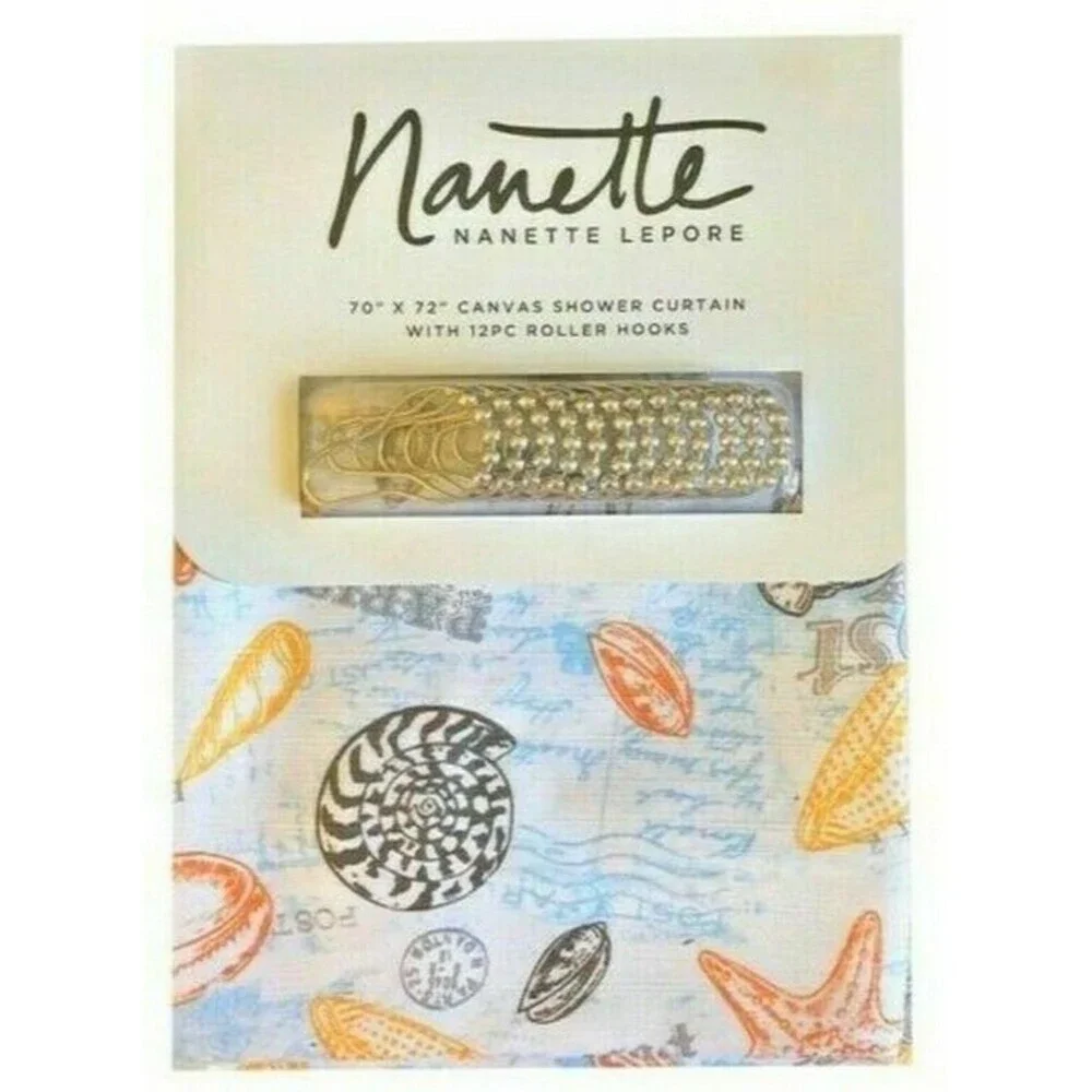 Nanette Lepore Nautical Starfish Fabric Shower Curtain Barbados and Hook Set